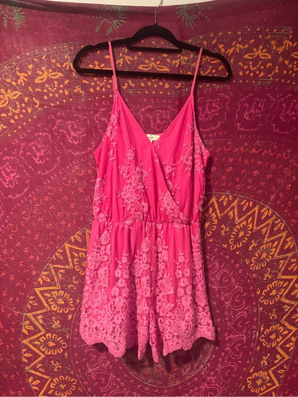 entro Vibrant Pink Embroidered Romper